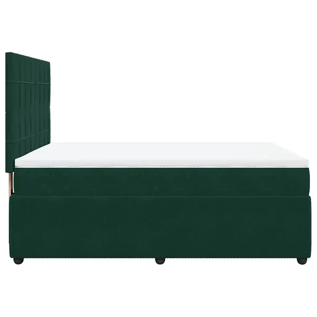 Giroletto a Molle con Materasso Verde Scuro 140x200 cm Velluto 3292361