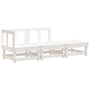 Set Salotto da Giardino 3 pz | Set di Mobili da Esterno Bianco in Legno Massello di Pino