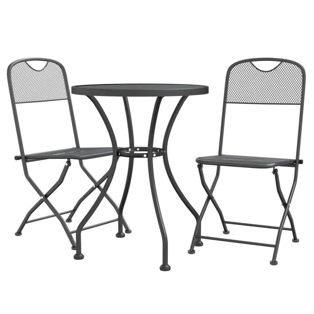 Set da Pranzo per Giardino 3pz Rete Metallica Espansa Antracite 3084707