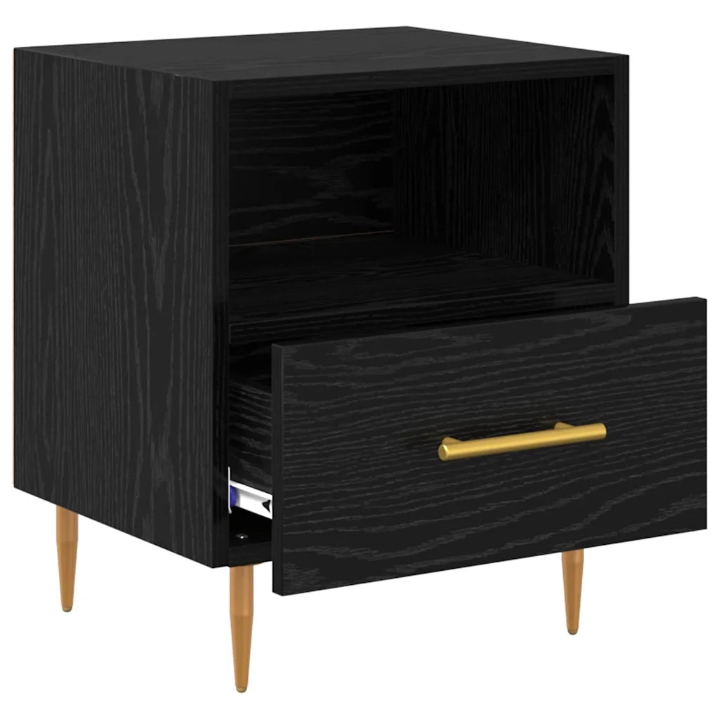 Set di 2 Comodini | Armadio da Notte | Mobiletto da notte Nero 40 x 35 x 47,5 cm Legno multistrato