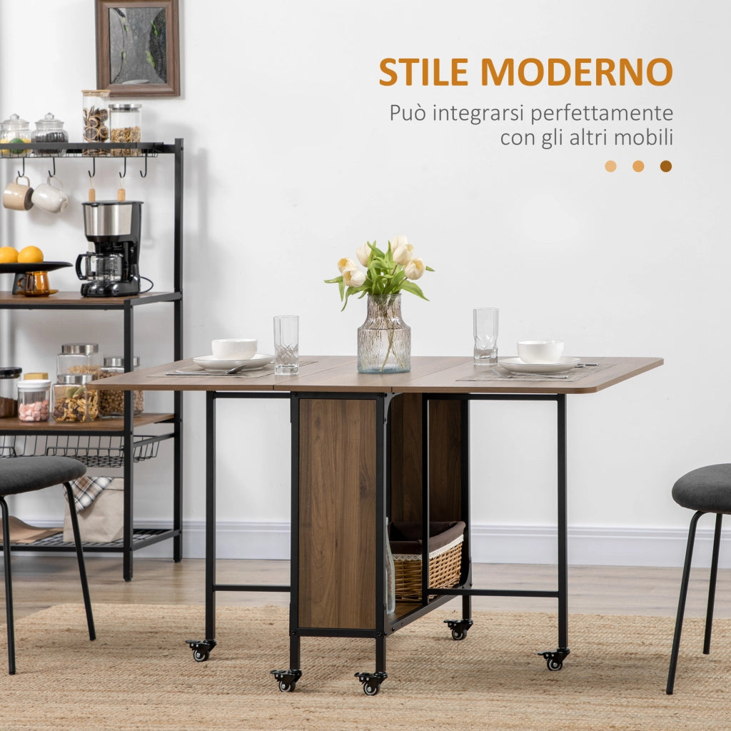 Tavolo Pieghevole ¨C zephmum ¨C Legno e Metallo, Marrone Chiaro