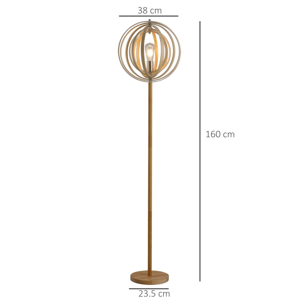 Lampada da Terra in Acciaio Colore Legno Ø38x160 cm