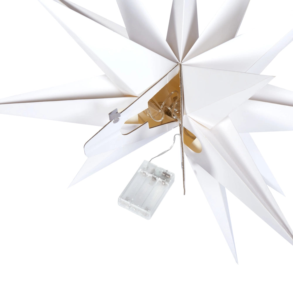 Decorazione natalizia a LED a forma di Stella di carta bianco sporco fatta a mano