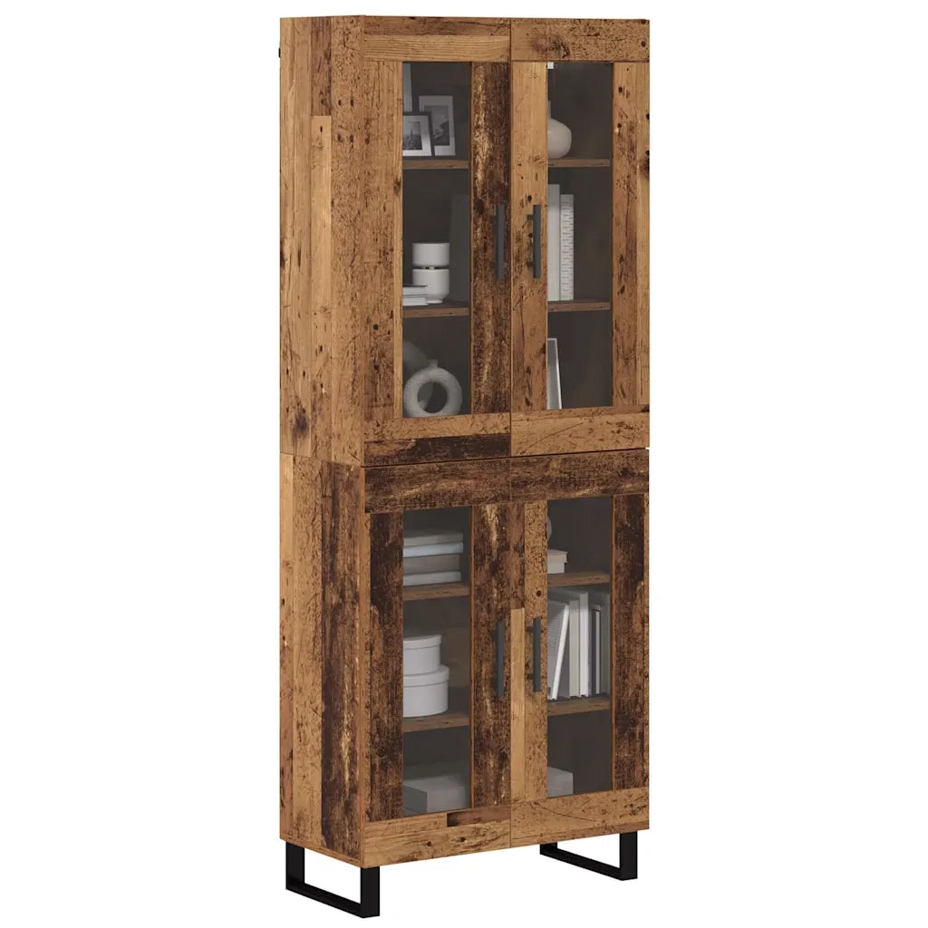 Credenza 2 pz | Madia | Buffet da pranzo | Armadio da pranzo Legno vecchio Legno Stratificato e Vetro