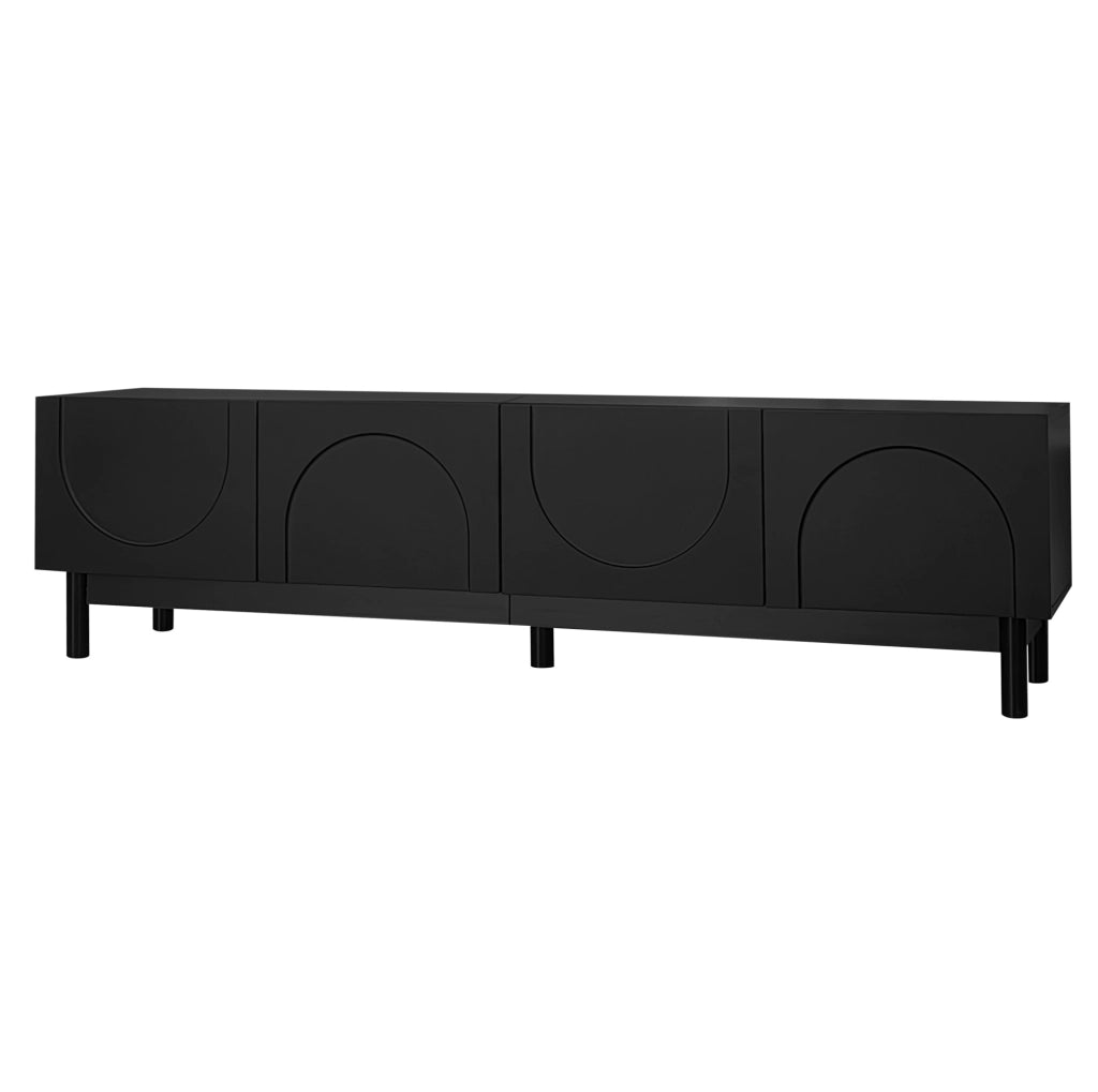 Mobile TV nero 169x34x45,5 cm con 4 ante e ripiani