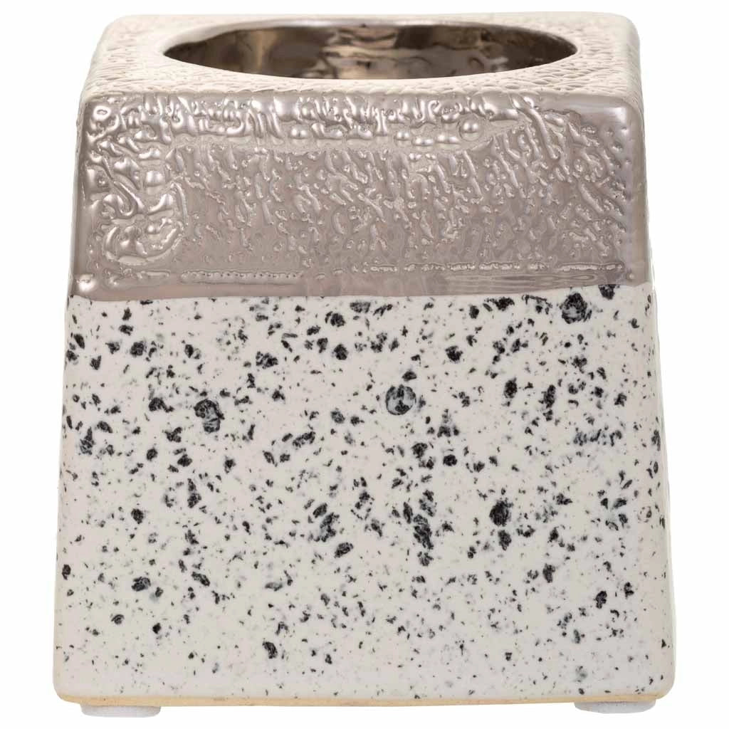 Portacandele in ceramica argento 7x7x7h