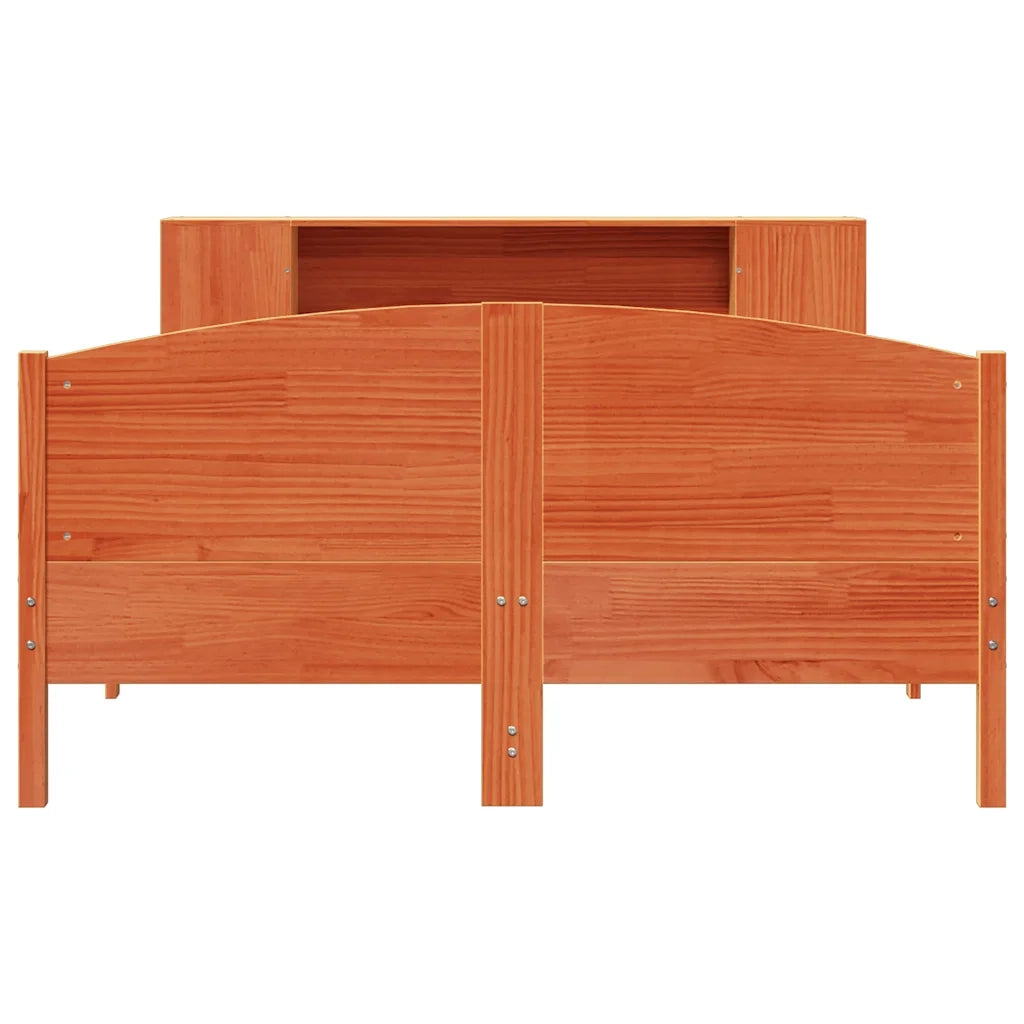 Letto Libreria senza Materasso Marrone Cera 140x190 cm in Pino 3323073