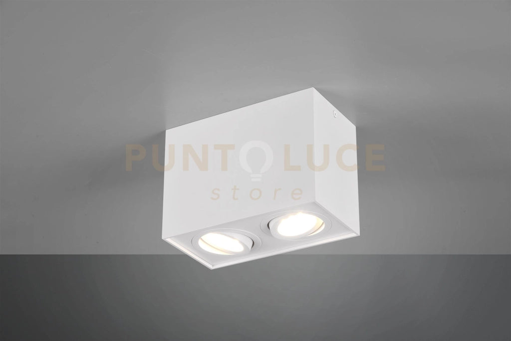 BISCUIT CUBO BIANCO 2 SPOTS ORIENTABILI L. 17,8 X 9,6CM H. 12,5CM ATTACCO GU10