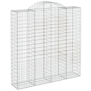 Cesto gabbione recinzione a gabbia muro di contenimento ad arco 200 x 50 x 200/220 cm ferro zincato argento 02_0040036