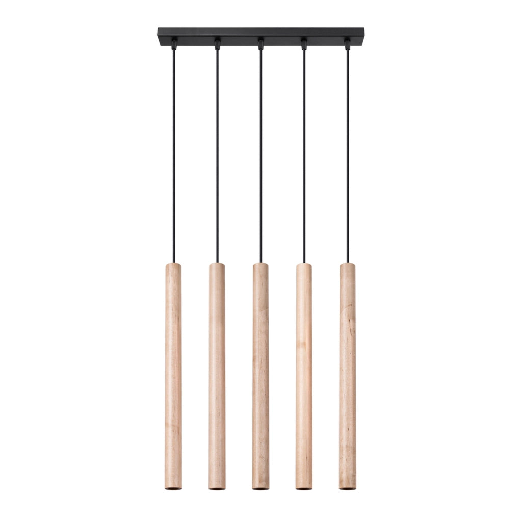 Pure Lume Velino lampada a sospensione nero/legno 5xG9
