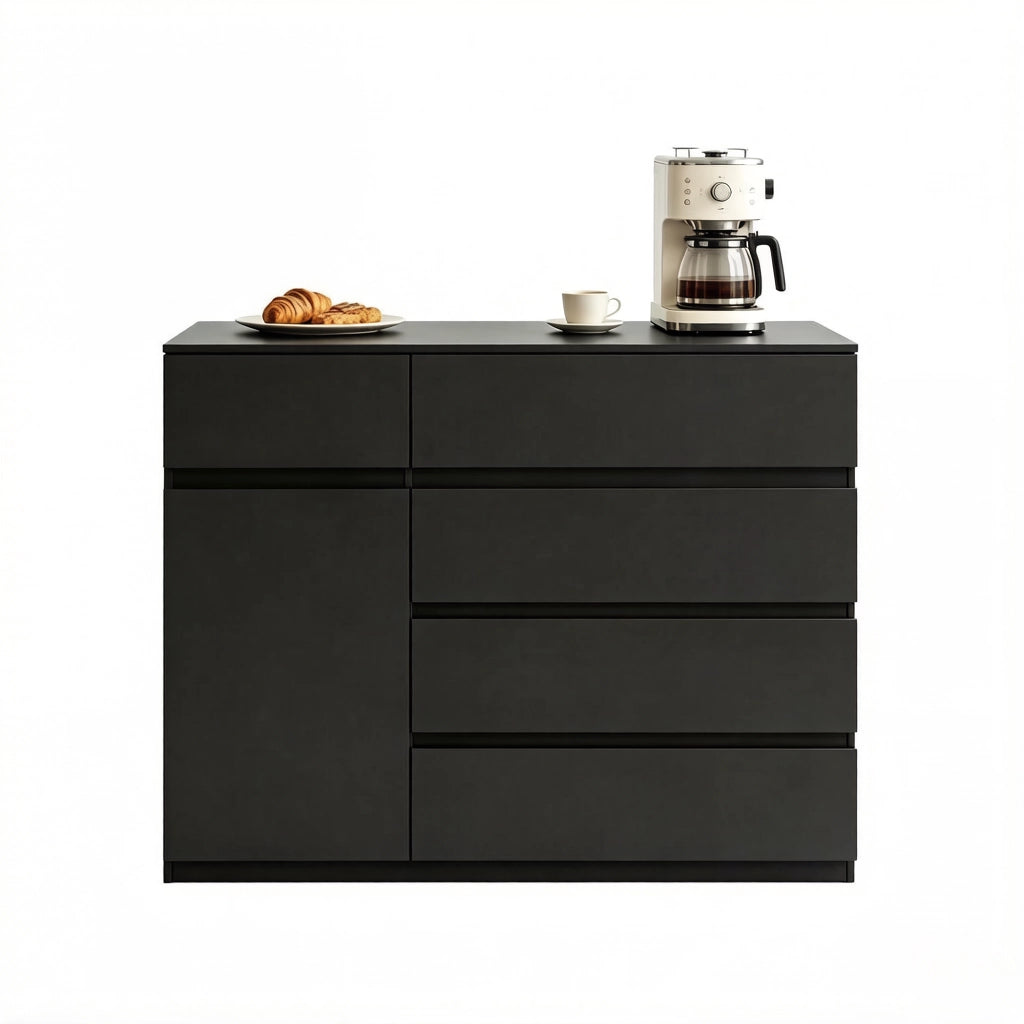 Cassettiera con 5 cassetti e 1 anta, ripiano regolabile e maniglie integrate, per camera e ingresso, 100×40×80 cm