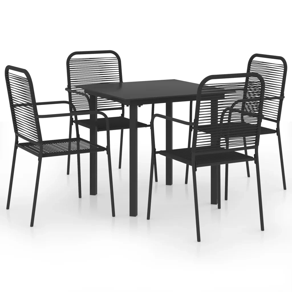 Set da Pranzo da Giardino 5 pz Nero in Vetro e Acciaio cod mxl 43599