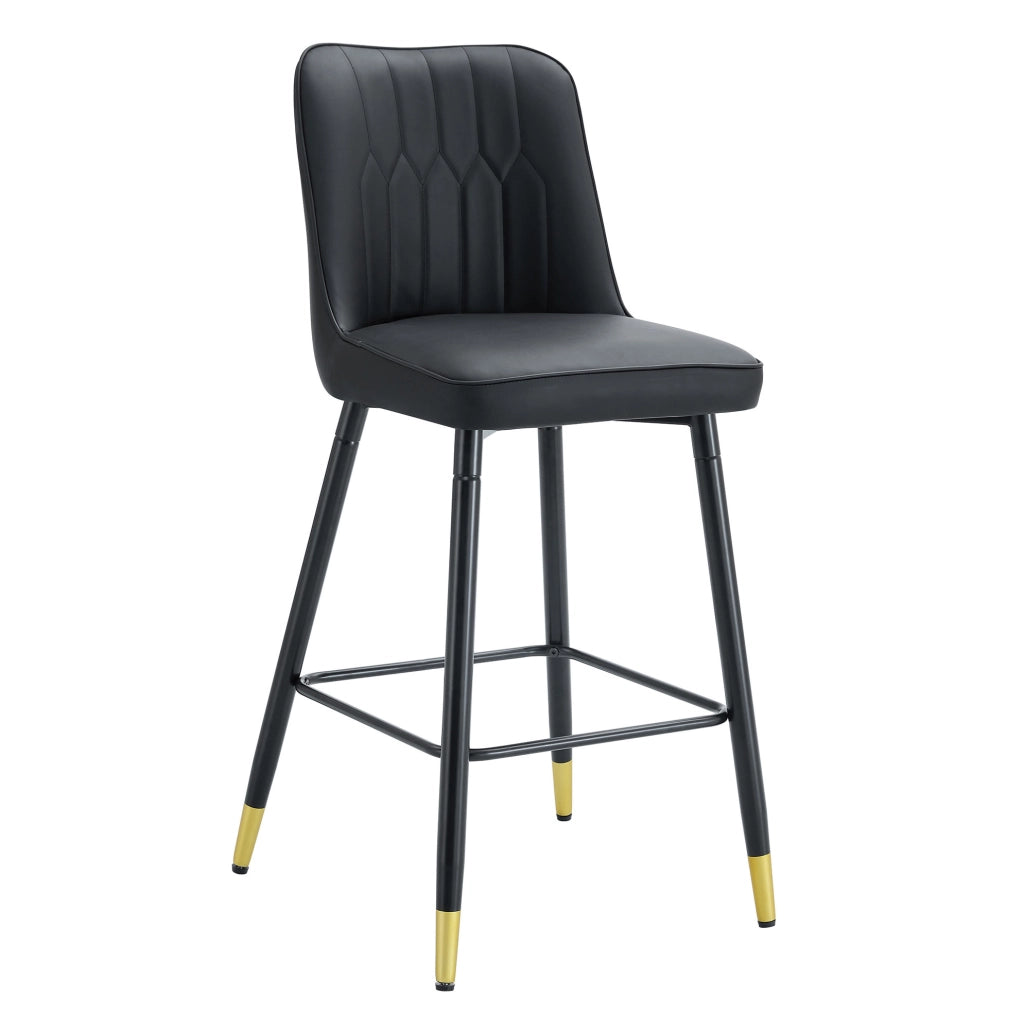 Set di 2 sgabelli da bar 100 cm in PU nero e metallo, poggiapiedi, per isola