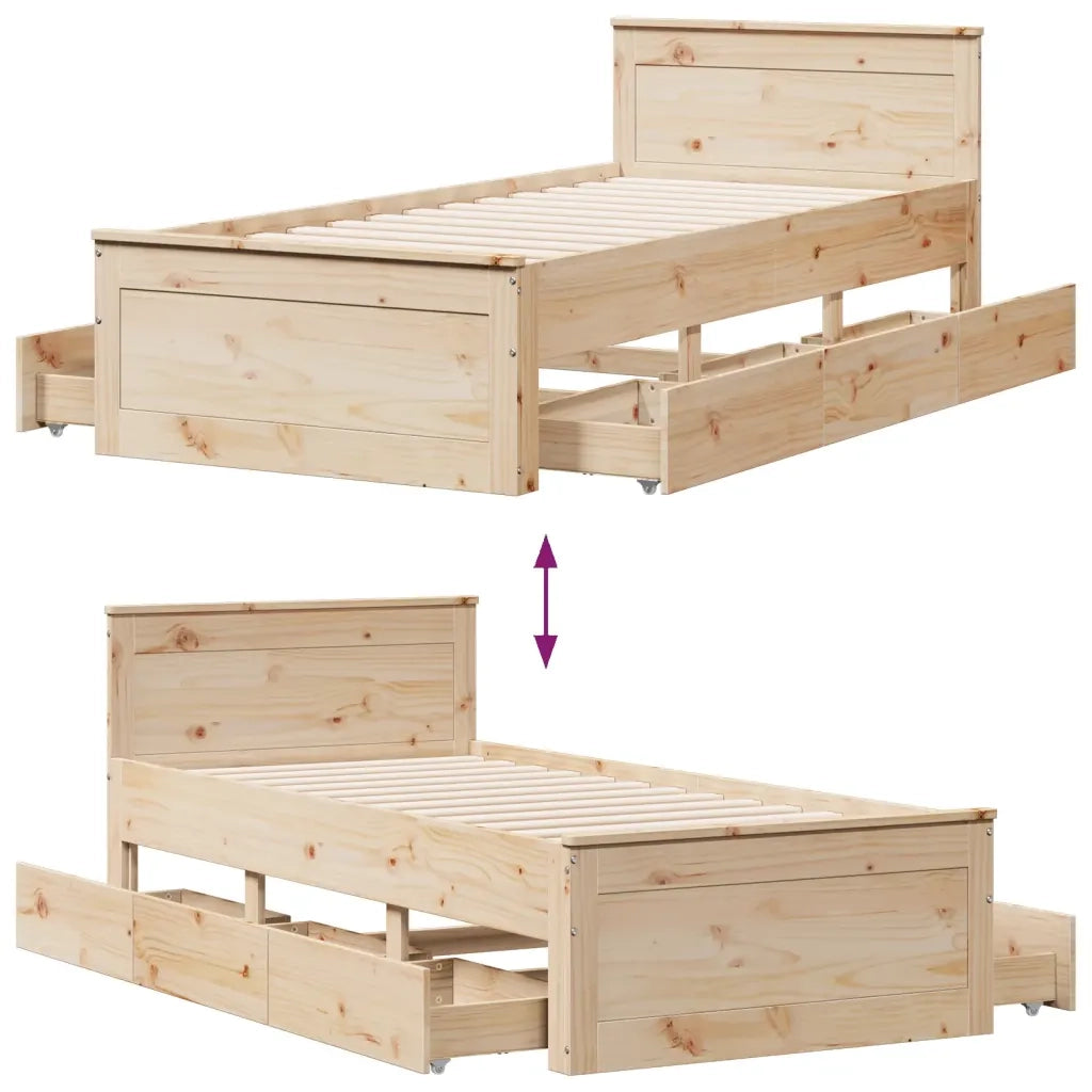 Giroletto senza Materasso con Testiera 90x200 cm Massello Pino
