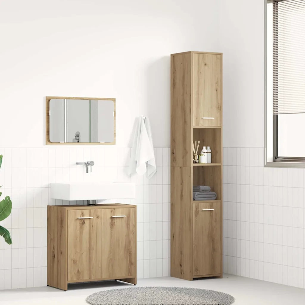 Set Mobili da Bagno 3 pz Rovere Artigianale Legno Multistrato 3328562