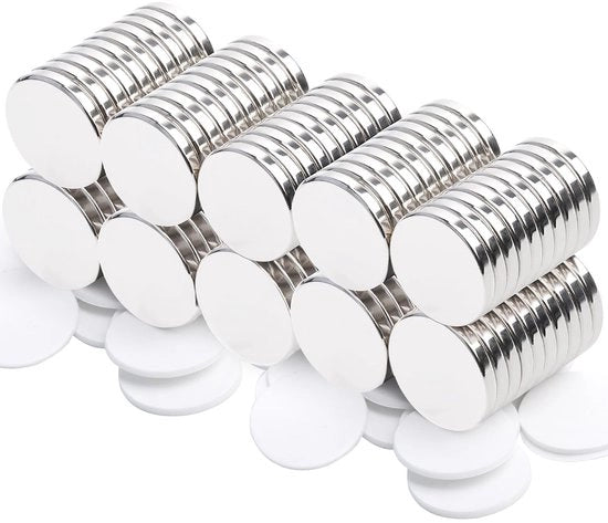 100 pezzi di magneti neodymium autofissanti, 20 x 3 mm forti magneti rotondi piani per l'applicazione su pannelli magnetici, frigoriferi, lavagne bianche, piccoli oggetti.