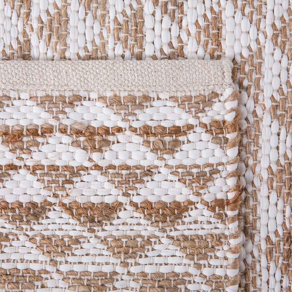 Tappeto Beige Iuta e Misto Cotone 140 x 200 cm Motivo Geometrico Intrecciato a Mano