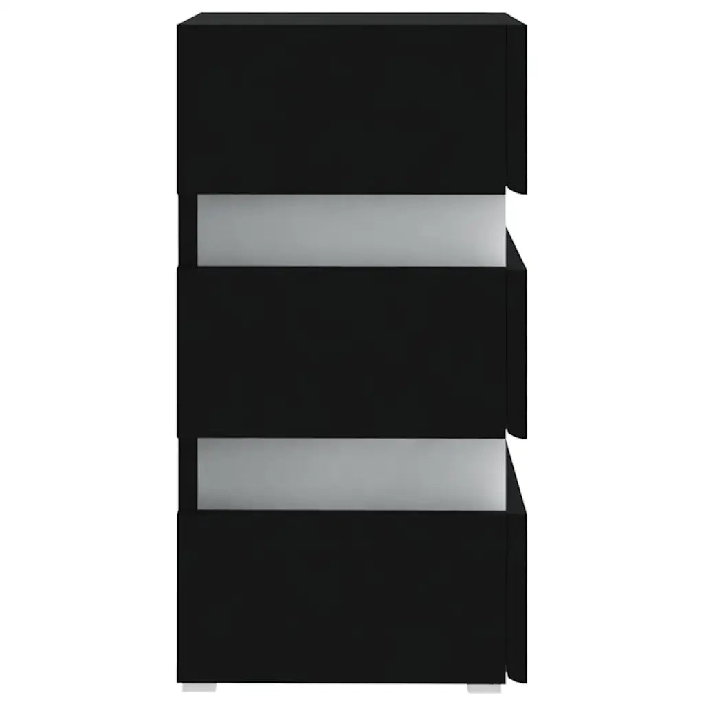 Comodino con Luci LED-Tavolino da notte Nero 45x35x67 cm in Legno Multistrato