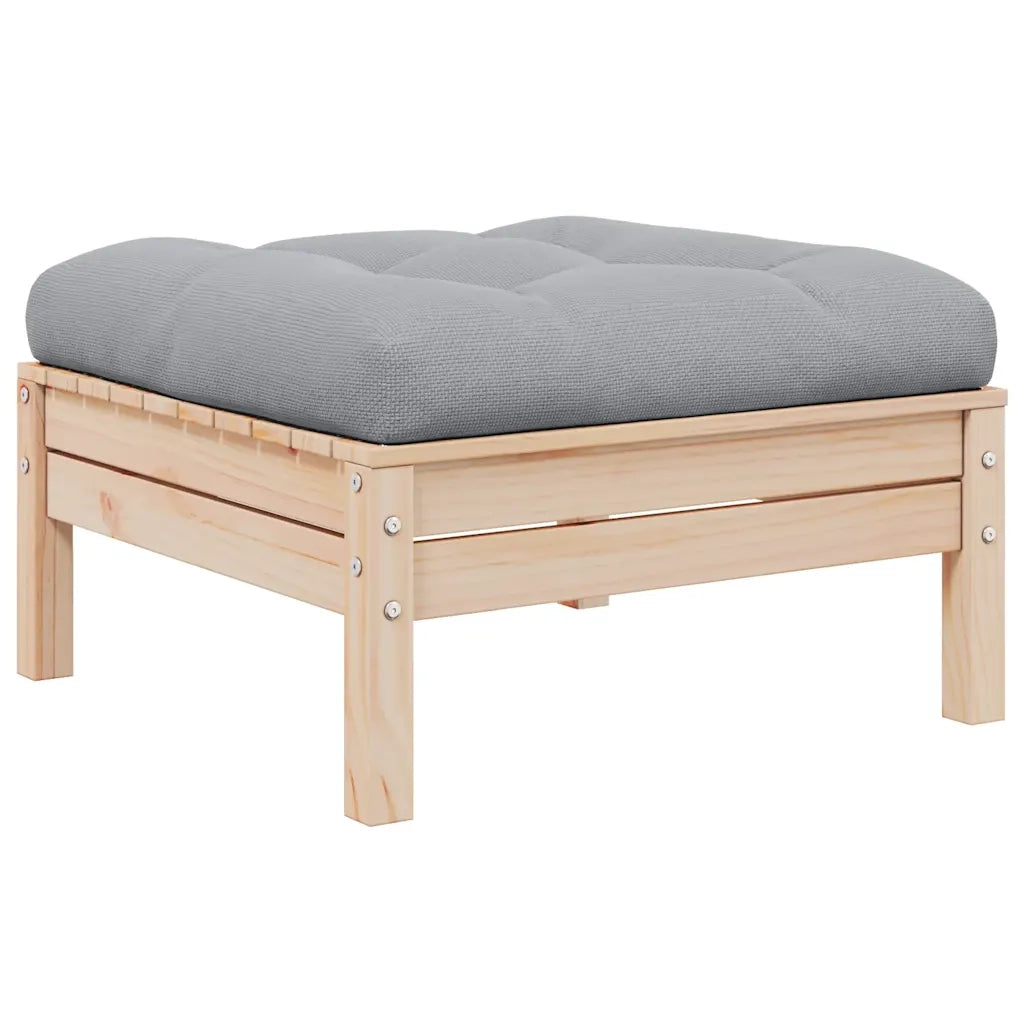 Sgabello da Giardino con Cuscino Grigio in Massello di Pino cod mxl 73488