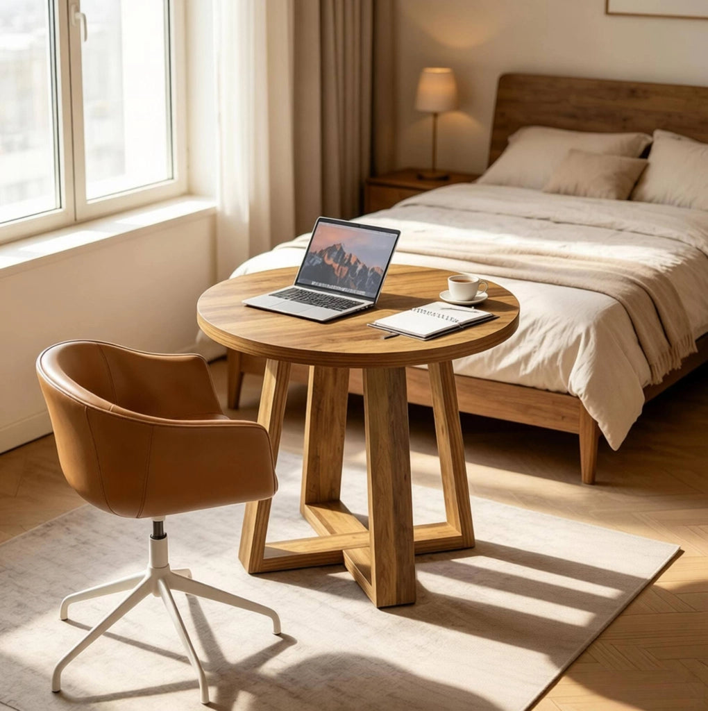 Tavolo rotondo marrone Ø 80 cm in MDF per 2-4 persone