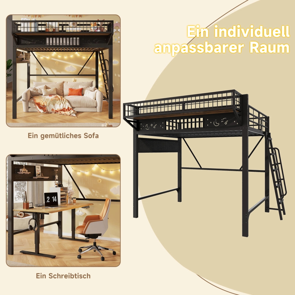 letto a castello metallo nero 169 x 235 cm