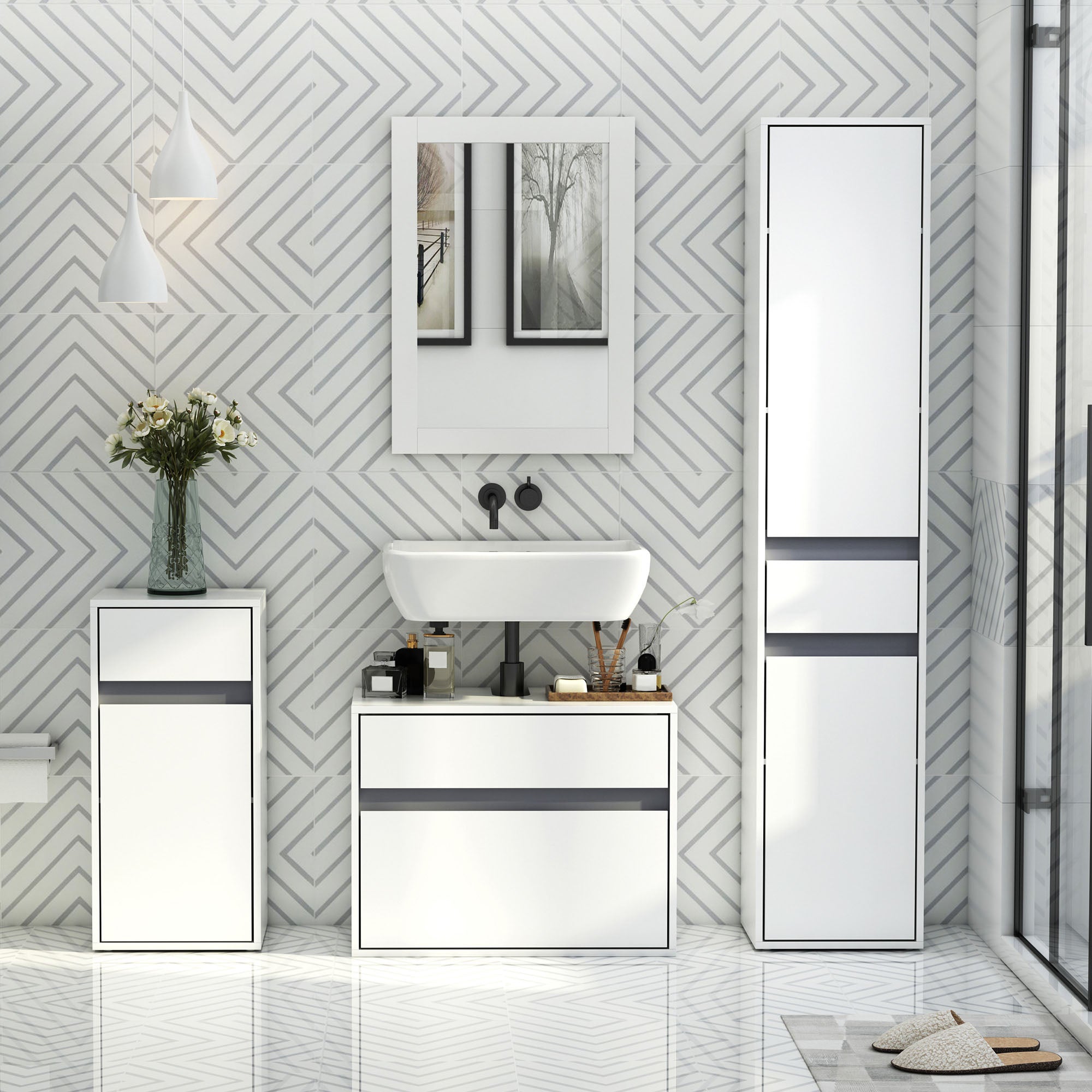 Mobile Sottolavello da Bagno 67x36x52 cm in Legno  Bianco