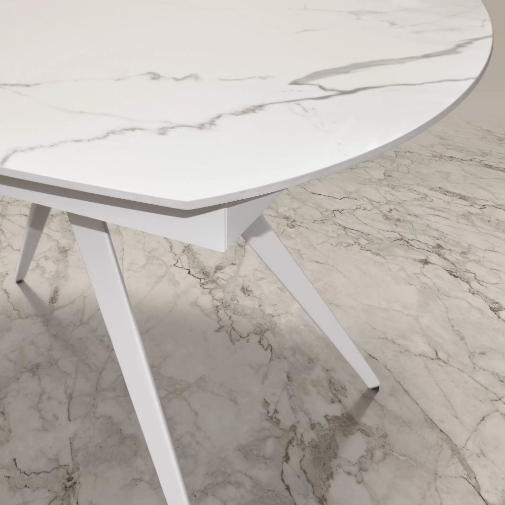 Mobili 2g - tavolo moderno allungabile piano ceramica effetto marmo 120x90x78