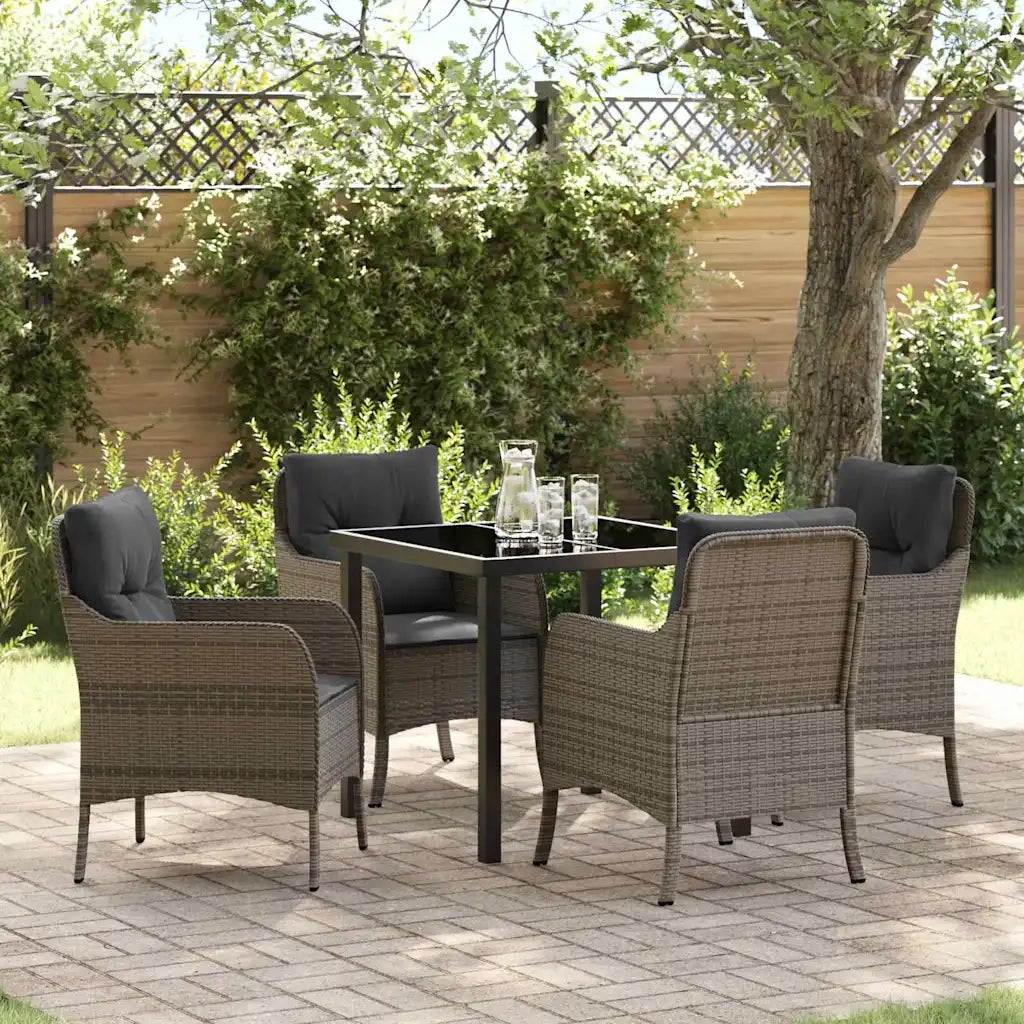 Set da Pranzo per Giardino con cuscino 5 pcs Grigio polyrattan 3380163
