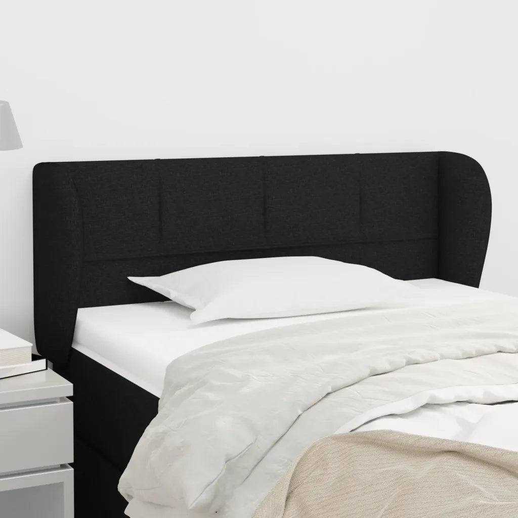Testiera ad Orecchio Nera 93x23x78/88 cm in Tessuto 3117128