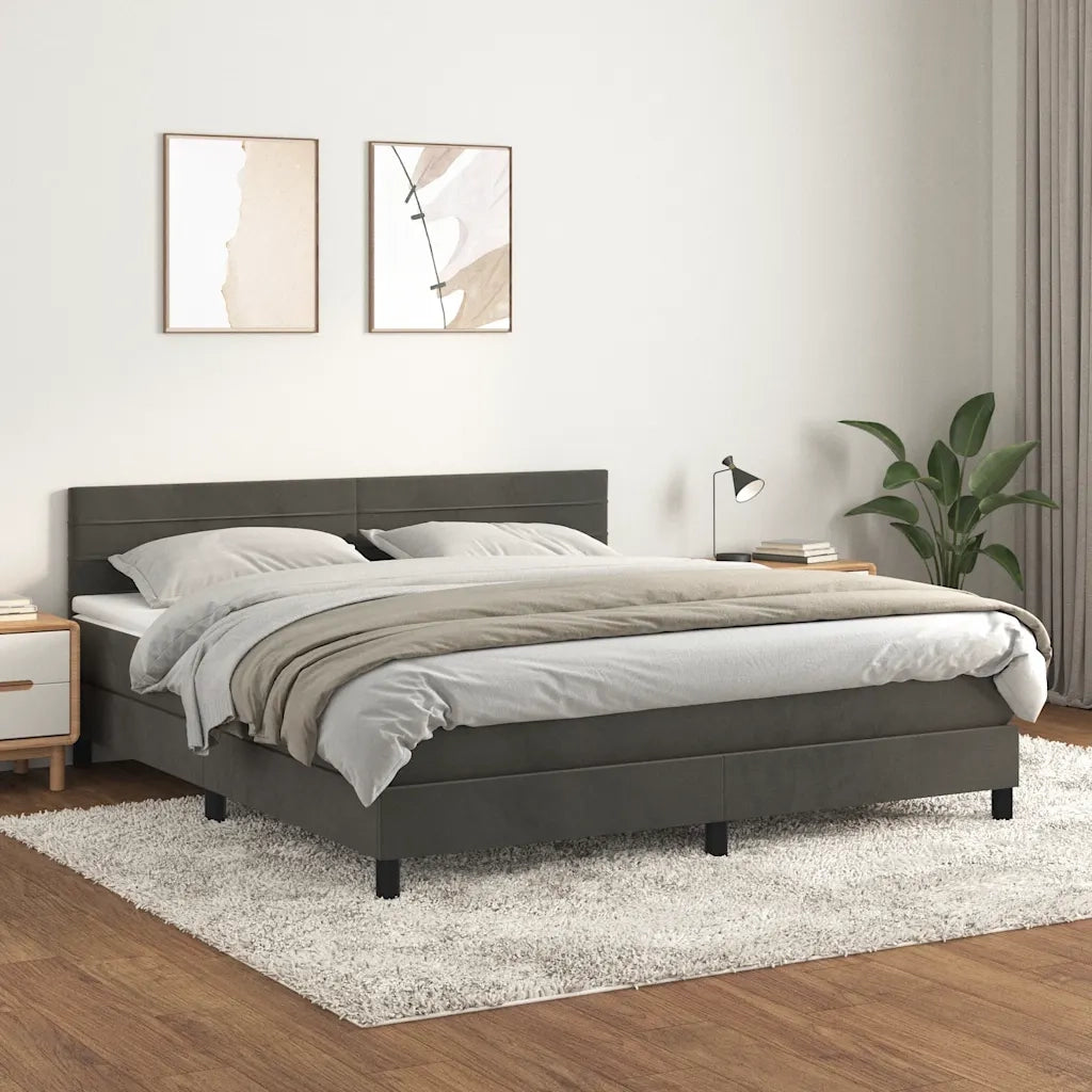 Giroletto a Molle con Materasso Grigio Scuro 180x200 cm Vellutocod mxl 75660