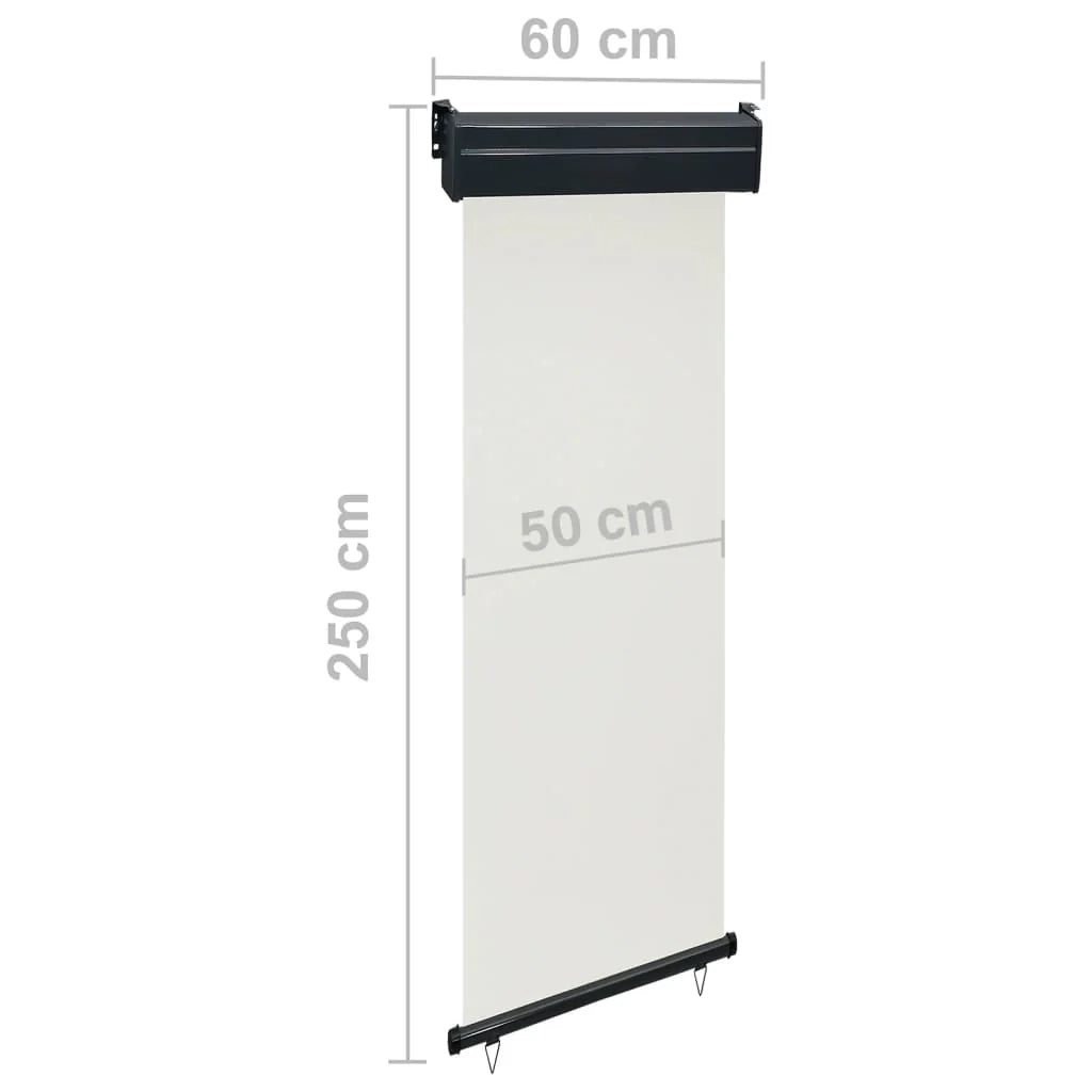 Tenda da sole laterale retrattile/schermo privacy per patio giardino terrazza balcone 60 x 250 cm crema 02_0007033