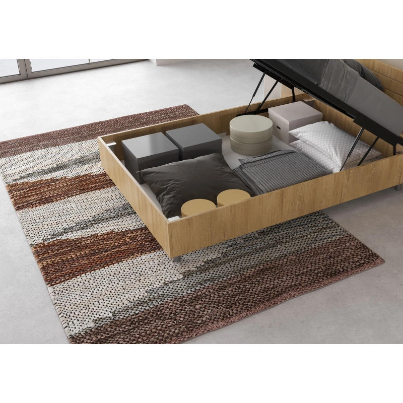 Letto 1 piazza e mezza 120x190 cm testata dritta con doghe Ankel - Senza rete,Quercia Natura