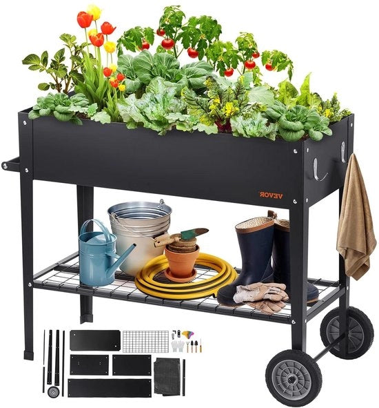 Letto da giardino elevato in legno nero 108 x 495 x 80 cm per esterno con gambe