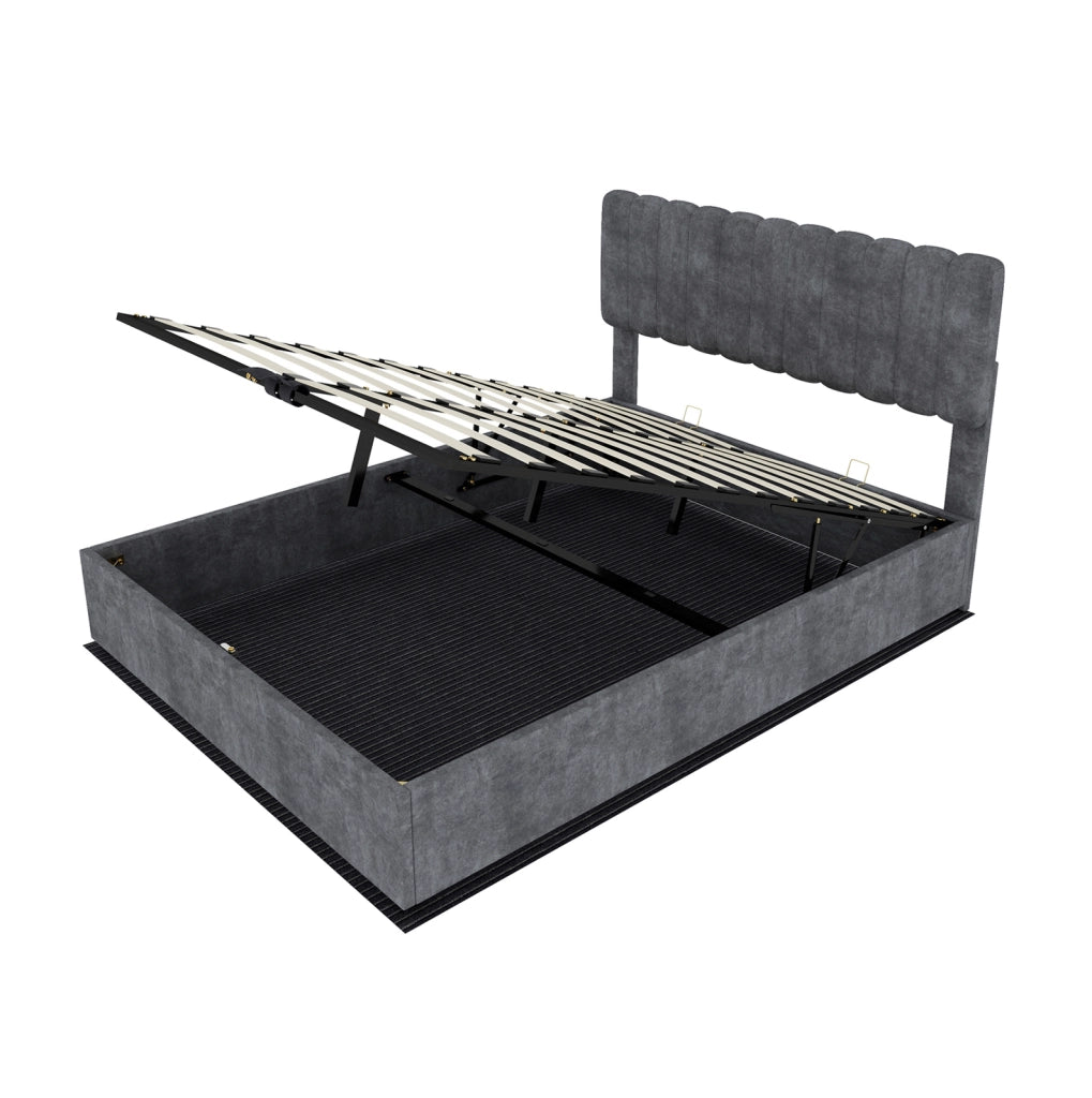Letto imbottito per materasso 160x200 cm in velluto olandese; grigio