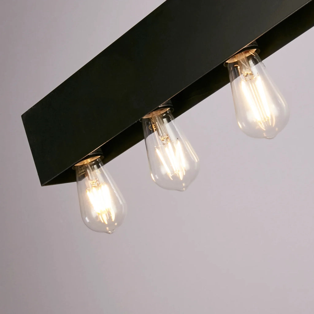 Lampadario Industrial-Nordico Pianoforte Acciaio Nero 8 Luci E27