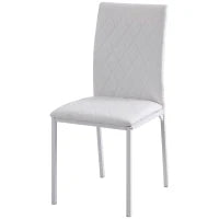 Set 4 Sedie Imbottite per Sala da Pranzo con Rivestimento in Similpelle, 41x50x91cm - Bianco