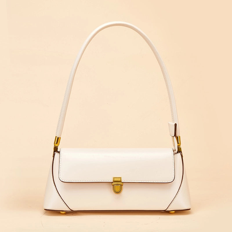 Borsa a mano da donna in vera pelle, colore bianco.
