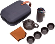 Tè Set Completo con 4 Tazze - Servizi da Tè - Adatto per Viaggi - Uso Ufficio - Assaggi di Tè - Di Terra Vernice Blu