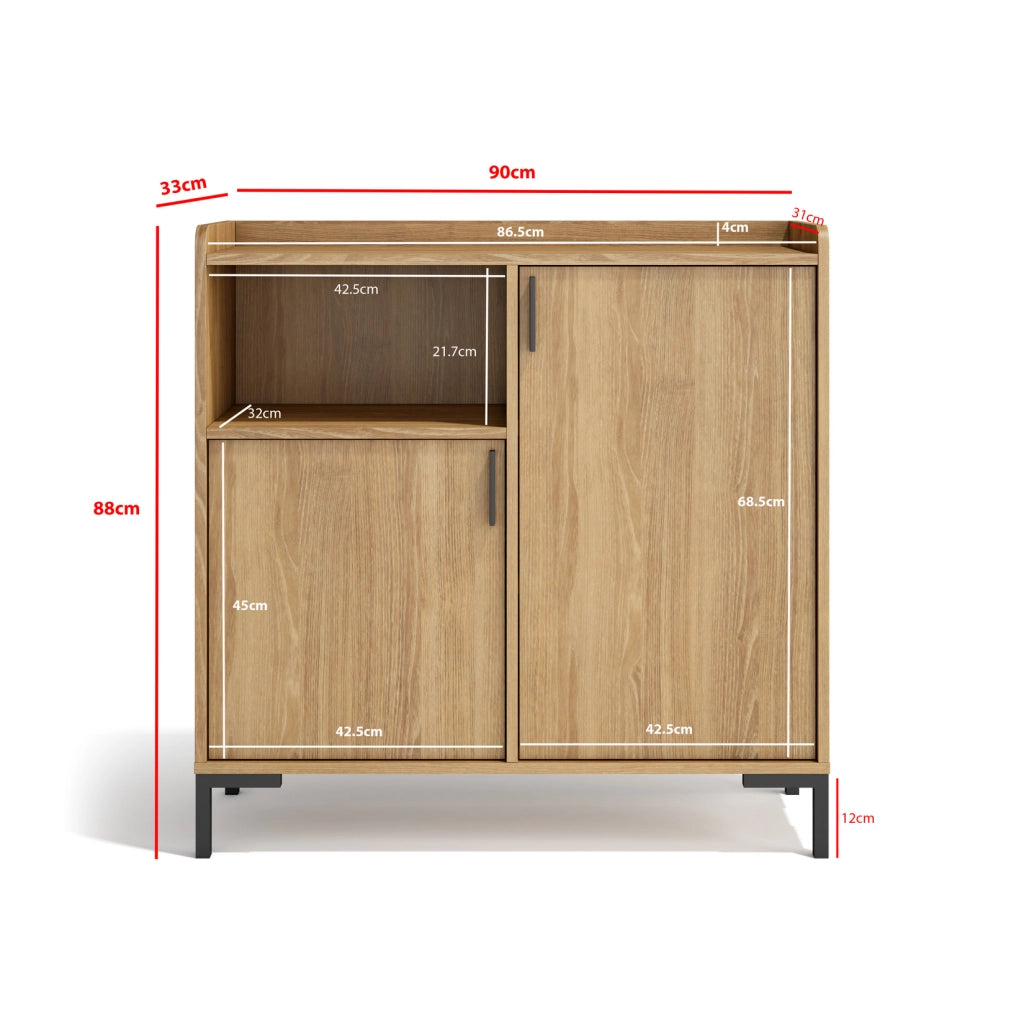 Credenza da ingresso Herdasa effetto rovere dorato 88x90x33