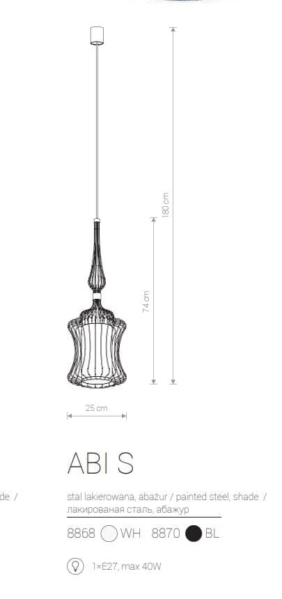 Nowodvorski ABI lampada a sospensione nera Ø25 E27 1x40W