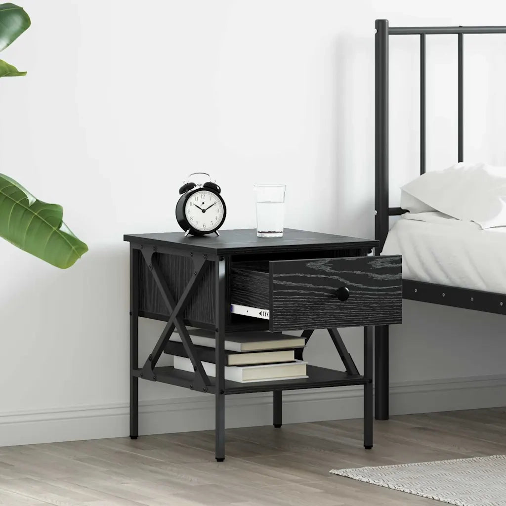 Set di 2 Comodini | Armadio da Notte | Mobiletto da notte con cassetto Rovere nero 40 x 42 x 45 cm