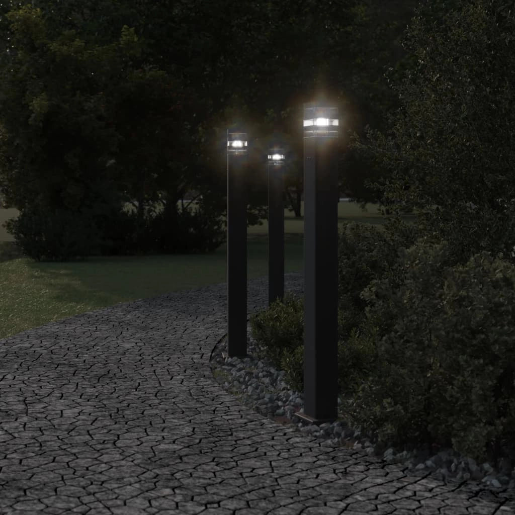 Lampada da terra per esterno con presa 110 cm alluminio nero 02_0042528