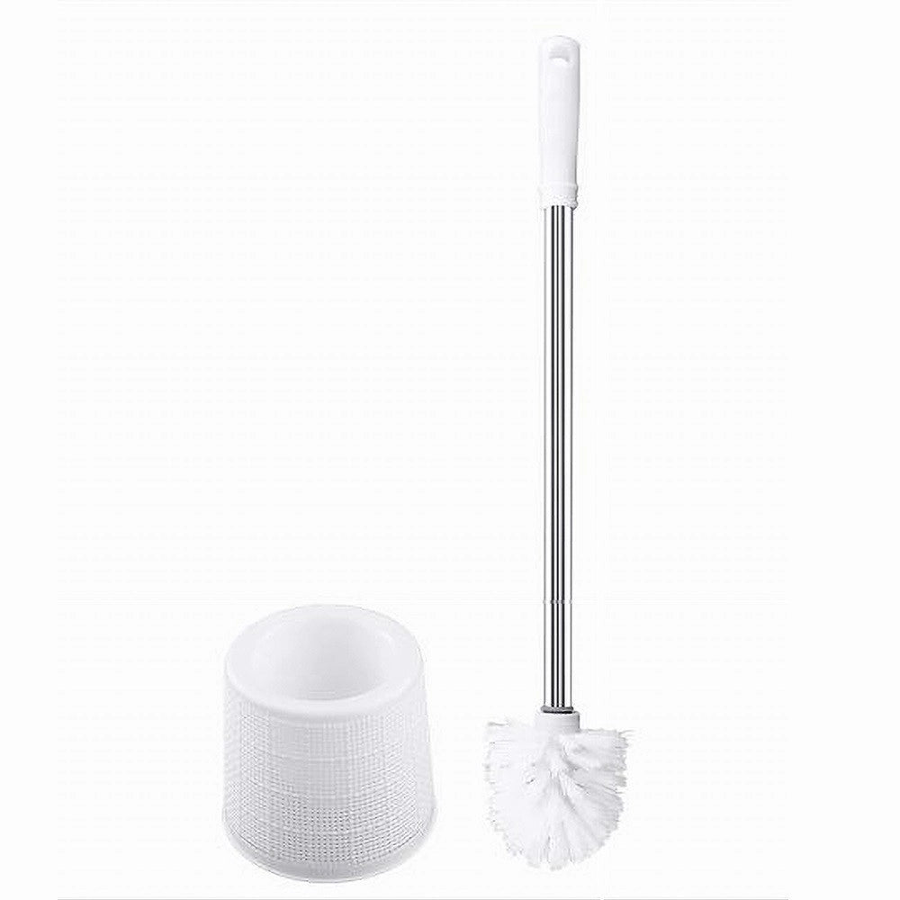 Trade Shop - Portascopino Con Effetto Rattan Bianco Per Bagno Wc Toilette Con Scopino 79823 -