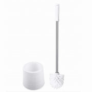 Trade Shop - Portascopino Con Effetto Rattan Bianco Per Bagno Wc Toilette Con Scopino 79823 -