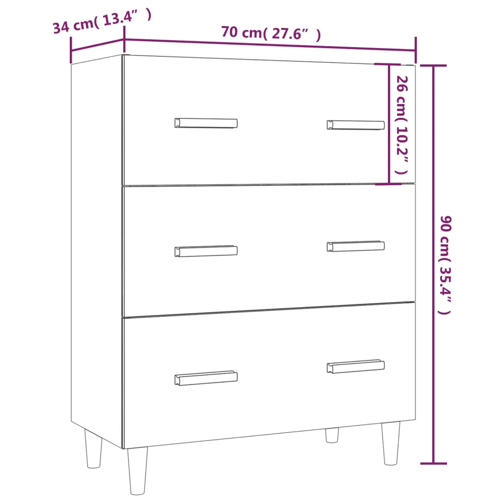 Credenza Grigio Sonoma 70x34x90 cm in Legno Multistrato cod mxl 16408