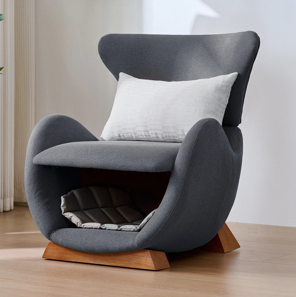 Poltrona lounge con cuccia integrata per animali; tessuto antigraffio; grigia; 66 x 69 x 76 cm