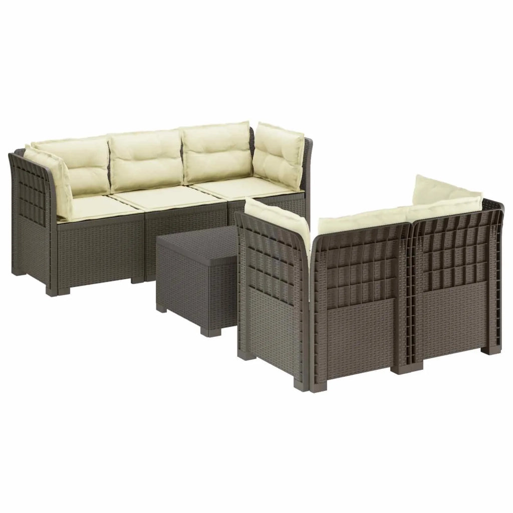 Divano da Giardino 5 Posti con Cuscini Stile Rattan PP 3443918
