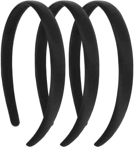 Cintura per capelli 3 pezzi - Banda per capelli nera a seta - Antiscivolo - Cintura per capelli ampia e facile da indossare - Accessori per capelli moda - Comodo e duraturo - Cintura per capelli