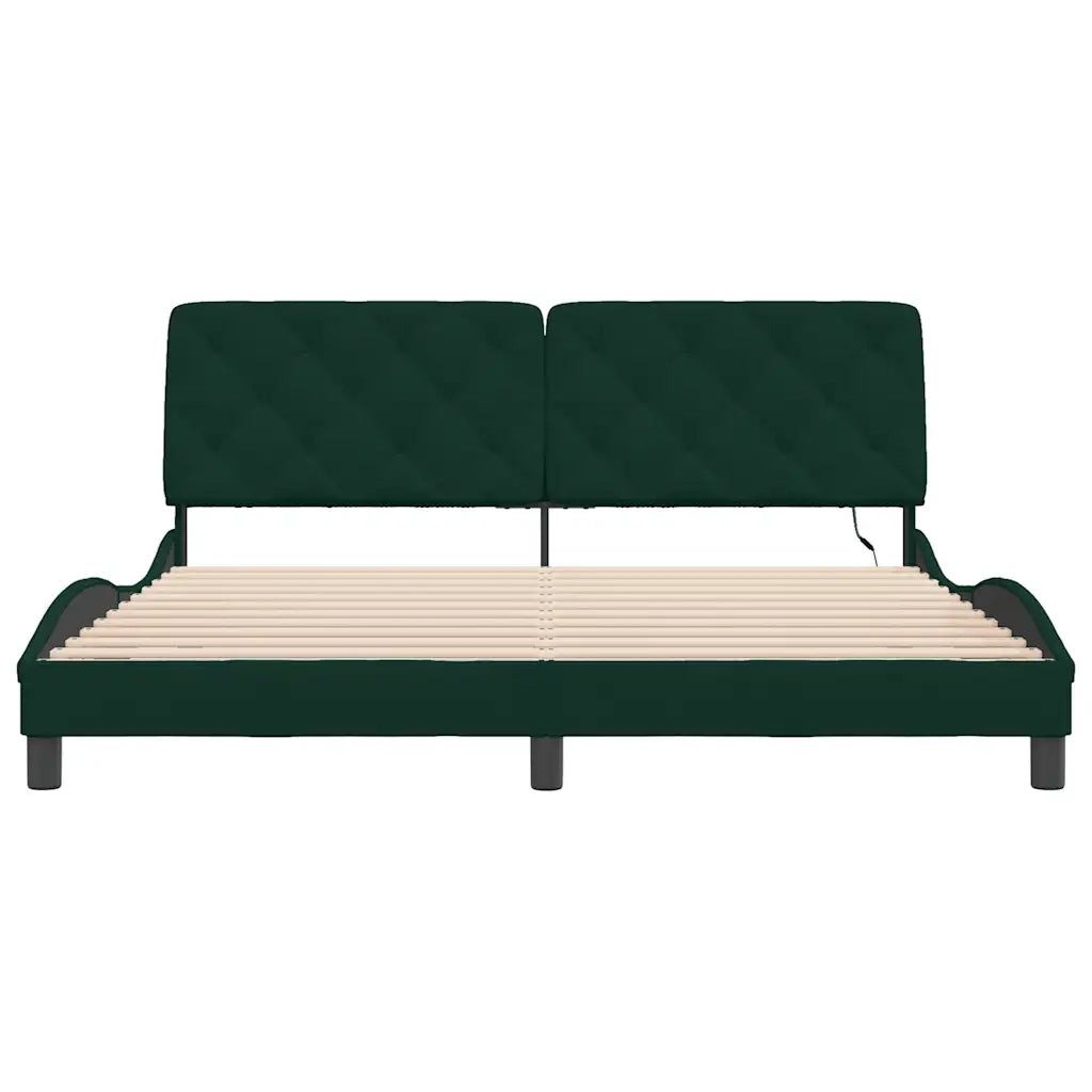 Giroletto con LED senza Materasso Verde Scuro 180x200 cm in Velluto 3213870