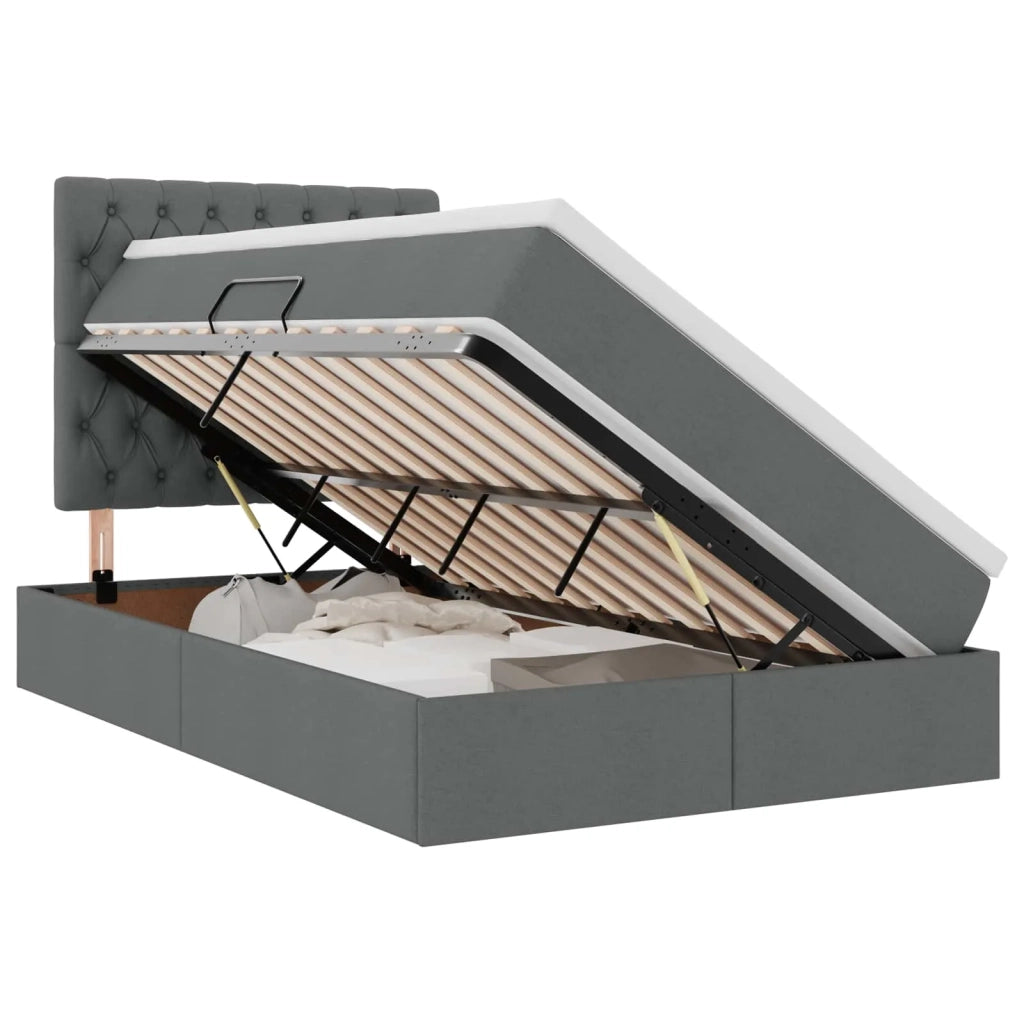 Letto con contenitore e LED con led Grigio scuro 120 x 190 cm